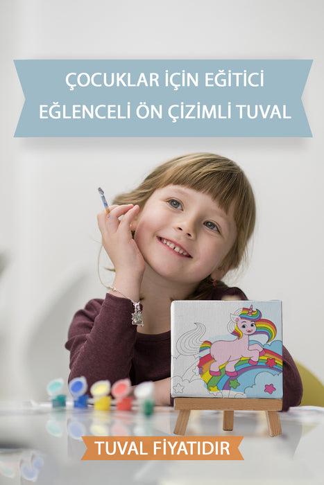 Sevimli Denizkızı ve Balıklar Ön Çizimli Boyama Tuvali 9100