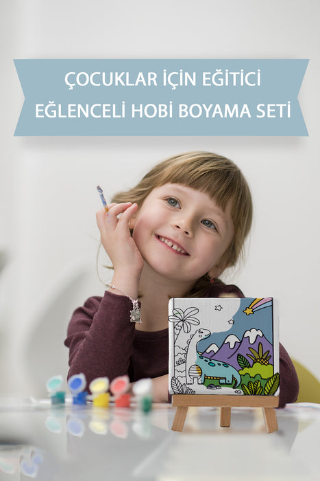 Sevimli Yavru Dinazor, Çocuk Eğitici Tuval Boyama Hobi Seti 9144