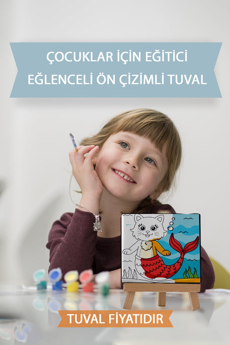 Sevimli Kedibalık Ön Çizimli Boyama Tuvali 9021