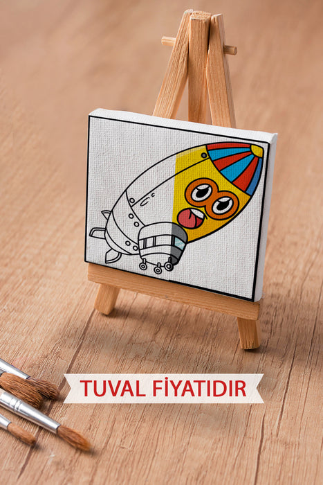 Sevimli Zeplin Ön Çizimli Boyama Tuvali 9226