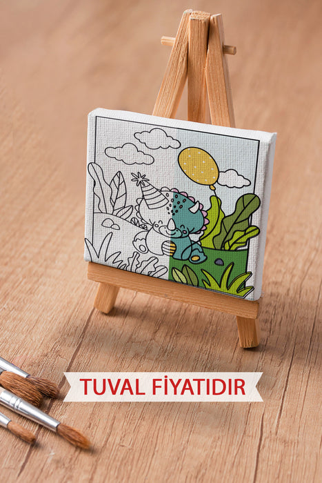 Sevimli Yavru Dinazor Ön Çizimli Boyama Tuvali 9142
