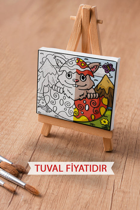 Paskalya Yumurtasındaki Tavşan Ön Çizimli Boyama Tuvali 9007