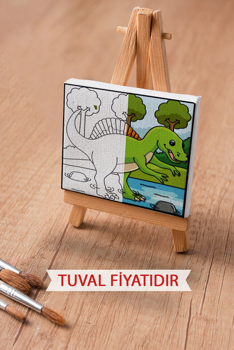 Sevimli Yavru Dinazor Ön Çizimli Boyama Tuvali 9206