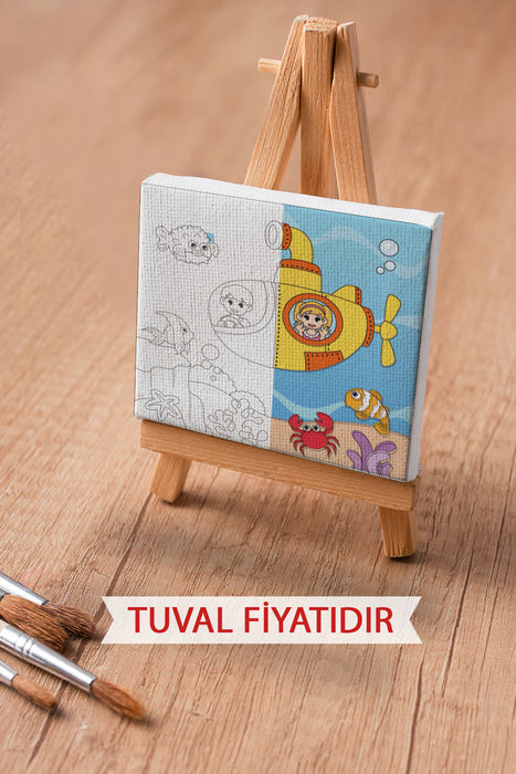 Sevimli Denizaltı Manzarası Ön Çizimli Boyama Tuvali 9073