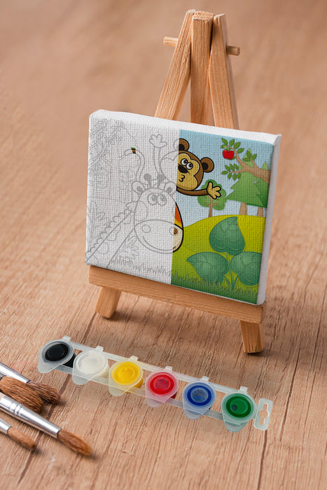 Sevimli Zurafa ve Maymun, Çocuk Eğitici Tuval Boyama Hobi Seti 9018
