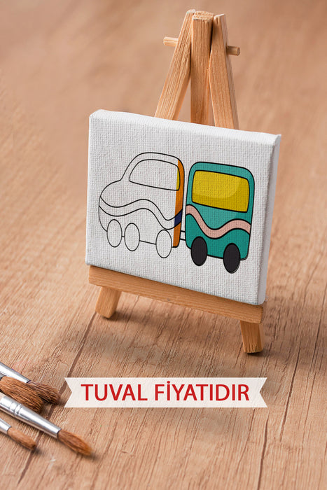 Sevimli Karavan Ön Çizimli Boyama Tuvali 9193