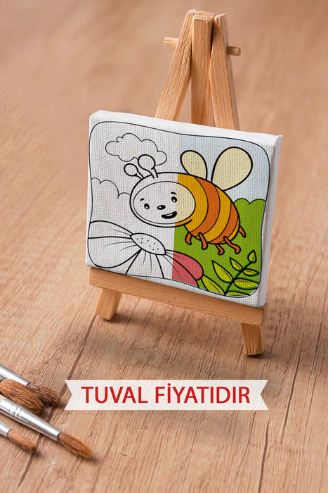 Sevimli Arı Ön Çizimli Boyama Tuvali 9038