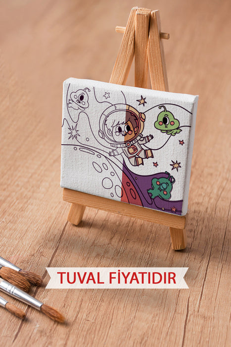 Sevimli Astronot Ön Çizimli Boyama Tuvali 9002