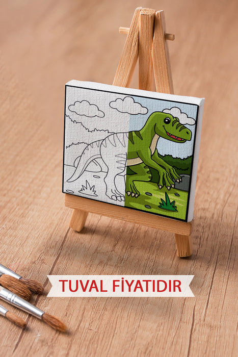 Sevimli Yavru Dinazor Ön Çizimli Boyama Tuvali 9225