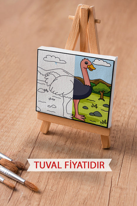 Sevimli Devekuşu Ön Çizimli Boyama Tuvali 9194