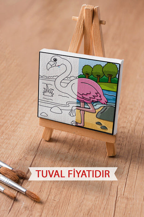 Sevimli Ekskavatör Kepçe Ön Çizimli Boyama Tuvali 9120