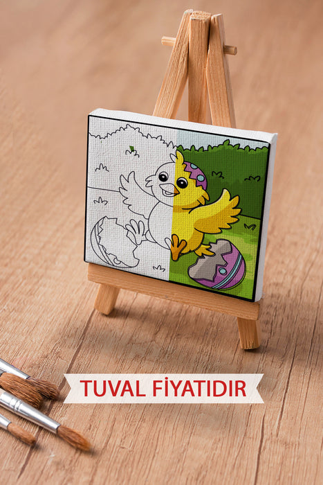Paskalya Yumurtasından Çıkan Civciv Ön Çizimli Boyama Tuvali 9024