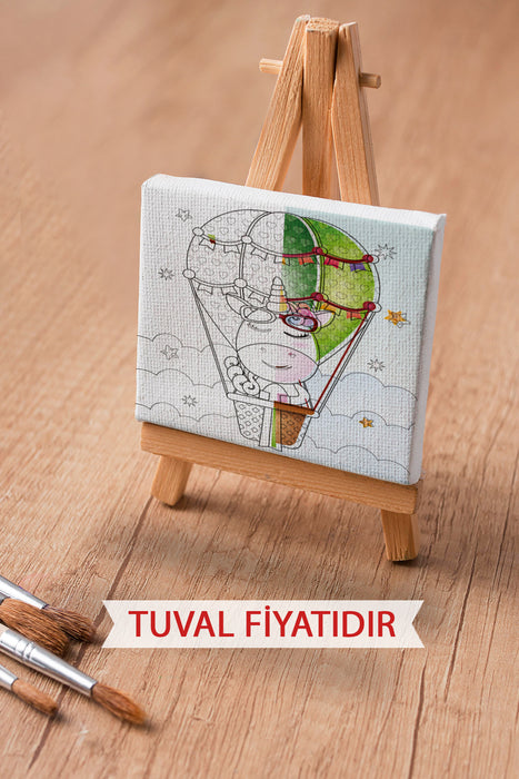 Sevimli Unicorn Ön Çizimli Boyama Tuvali 9064