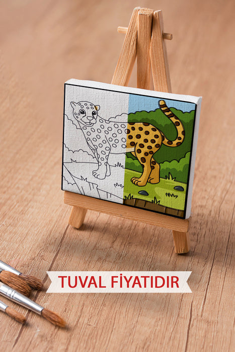 Sevimli Çita Ön Çizimli Boyama Tuvali 9022