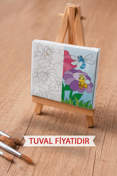 Çiçekler ve Hayvanlar Ön Çizimli Boyama Tuvali 9081