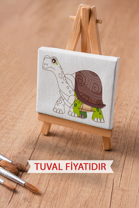 Sevimli Kaplumbağa Ön Çizimli Boyama Tuvali 9154