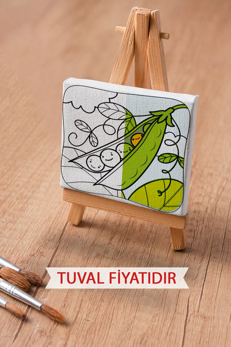 Sevimli Bezelyeler Ön Çizimli Boyama Tuvali 9053