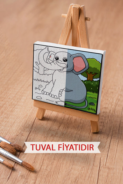 Sevimli Fil, Çocuk Eğitici Tuval Boyama Hobi Seti 9118