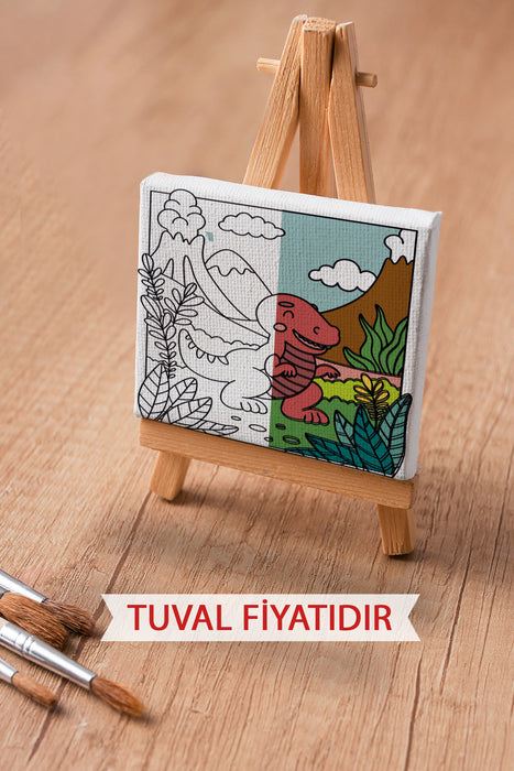Sevimli Yavru Dinazor Ön Çizimli Boyama Tuvali 9140