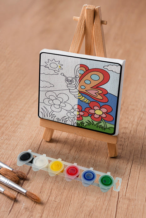 Sevimli Renkli Kelebek, Çocuk Eğitici Tuval Boyama Hobi Seti 9172