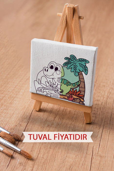 Sevimli Dinazor Ön Çizimli Boyama Tuvali 9111