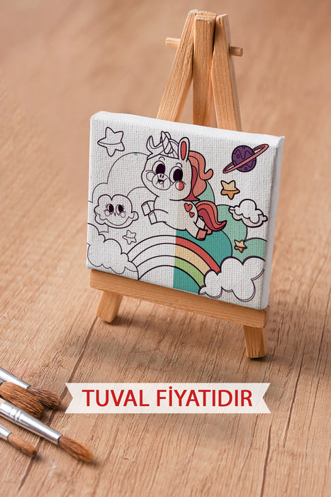 Sevimli Unicorn Ön Çizimli Boyama Tuvali 9213