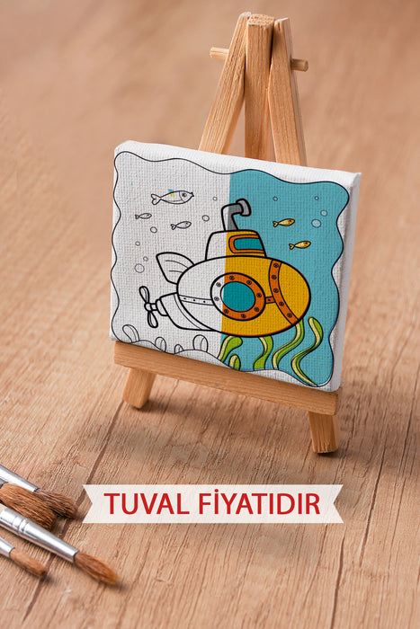Sevimli Denizaltı Ön Çizimli Boyama Tuvali 9057
