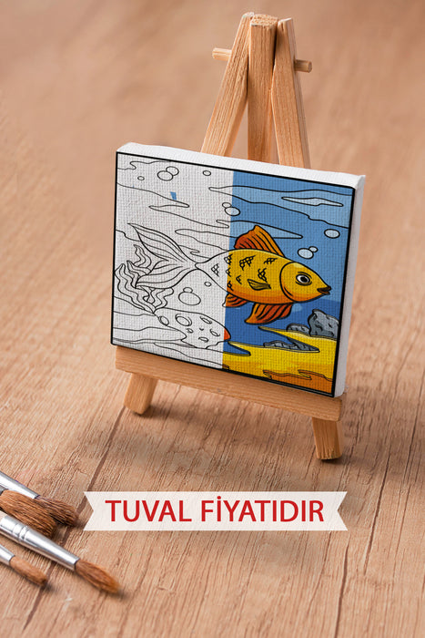Sevimli Balık Ön Çizimli Boyama Tuvali 9128