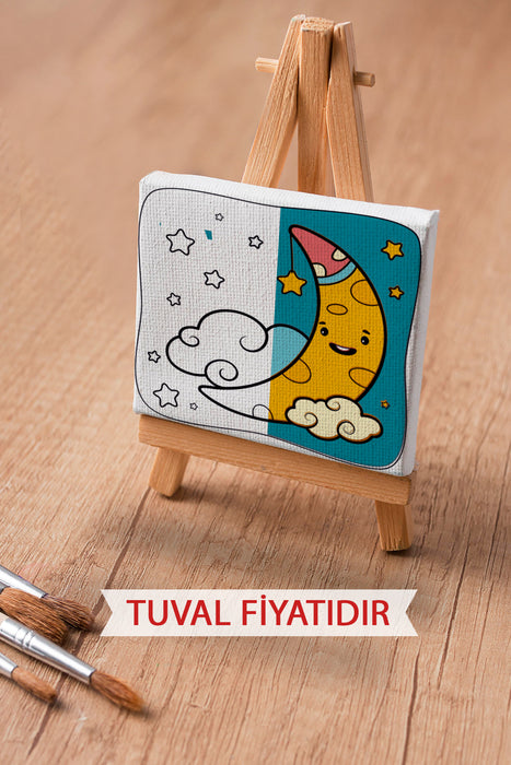 Sevimli Gökyüzü Manzarası Ön Çizimli Boyama Tuvali 9052