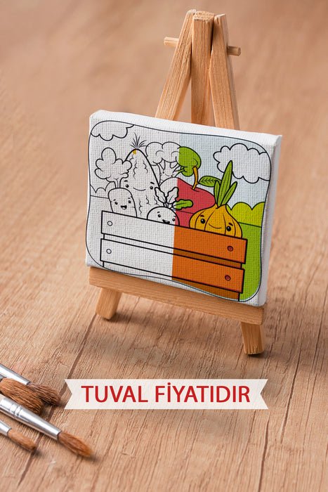 Sevimli Sebzeler Ön Çizimli Boyama Tuvali 9059