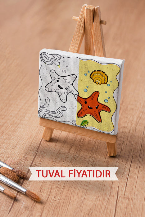 Sevimli Deniz Yıldızları Ön Çizimli Boyama Tuvali 9183