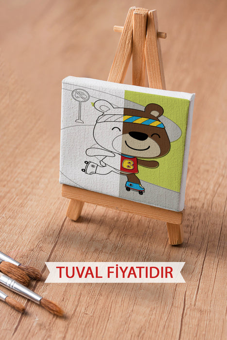 Sevimli Ayı Ön Çizimli Boyama Tuvali 9192