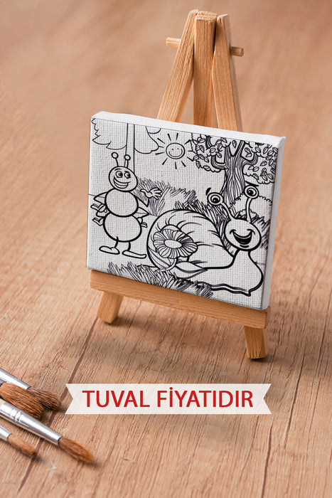 Sevimli Karınca ve Salyangoz Ön Çizimli Boyama Tuvali 9010
