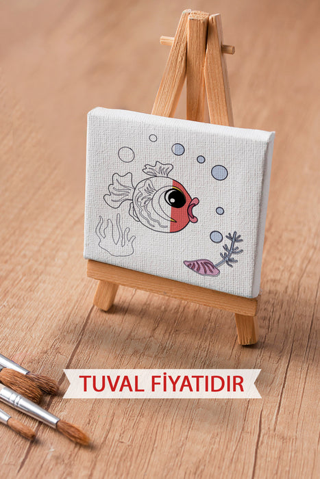 Sevimli Balık Ön Çizimli Boyama Tuvali 9061