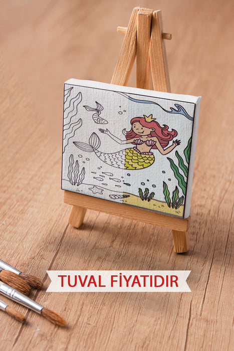 Sevimli Deniz Kızı Ön Çizimli Boyama Tuvali 9148