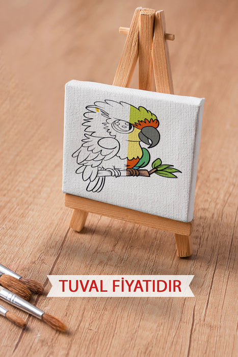 Sevimli Papağan Ön Çizimli Boyama Tuvali 9083