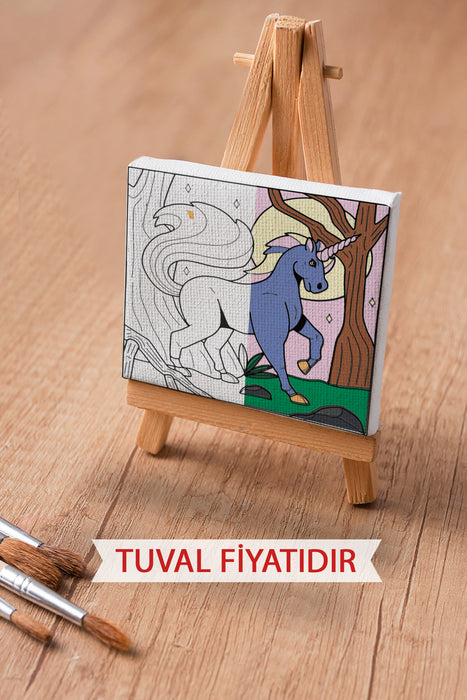 Sevimli Unicorn Ön Çizimli Boyama Tuvali 9158