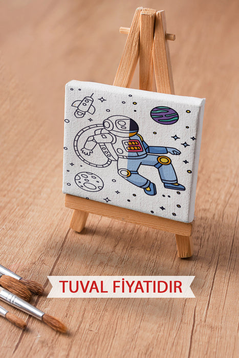 Sevimli Asronot Ön Çizimli Boyama Tuvali 9130