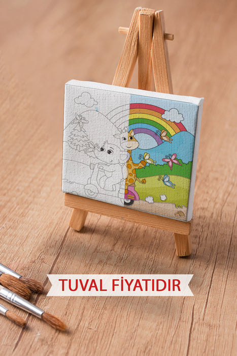 Tatil Yapan Sevimli Hayvanlar Ön Çizimli Boyama Tuvali 9075