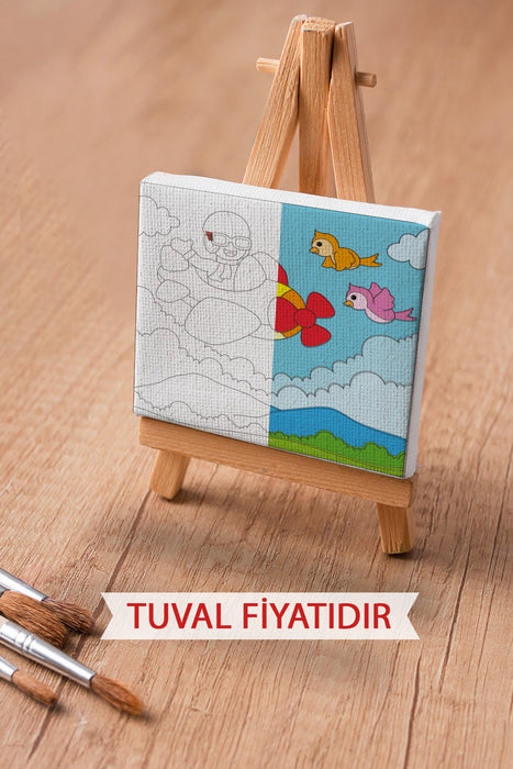 Uçak Pilotu Sevimli Çocuk Ön Çizimli Boyama Tuvali 9071