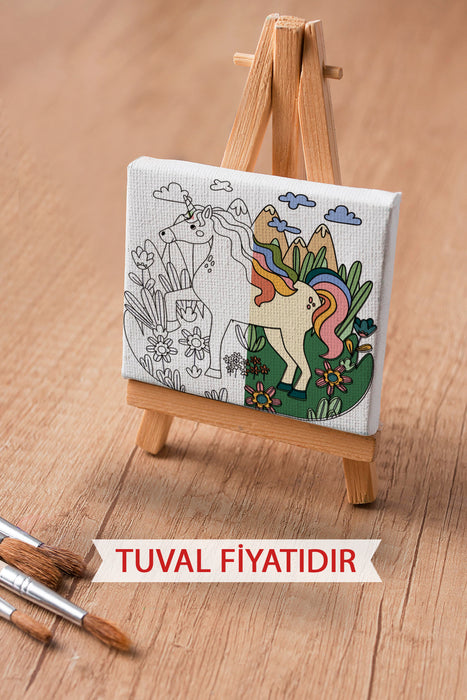 Sevimli Unicorn Ön Çizimli Boyama Tuvali 9159