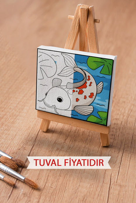 Sevimli Koi Balığı Ön Çizimli Boyama Tuvali 9166