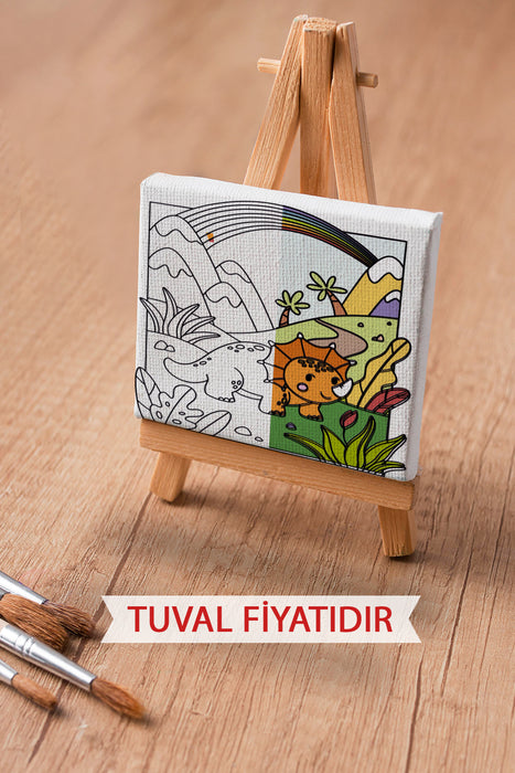 Sevimli Yavru Dinazor Ön Çizimli Boyama Tuvali 9139