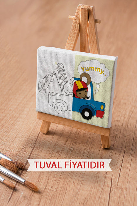 Sevimli Fare Ön Çizimli Boyama Tuvali 9200
