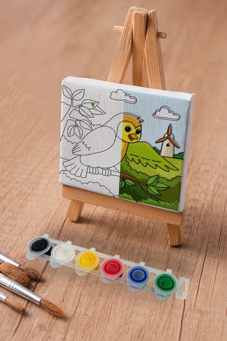 Sevimli Renkli Kuş, Çocuk Eğitici Tuval Boyama Hobi Seti 9004