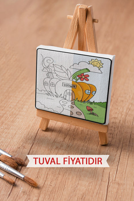 Sevimli Kabak Evi Ön Çizimli Boyama Tuvali 9198
