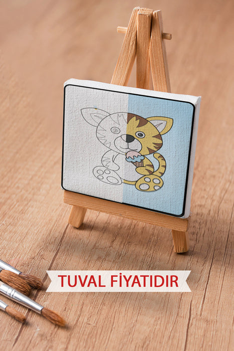 Sevimli Kaplan Ön Çizimli Boyama Tuvali 9170
