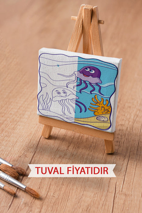 Sevimli Denizanaları Ön Çizimli Boyama Tuvali 9017