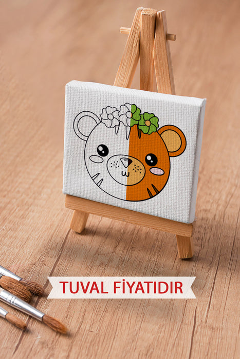 Sevimli Kaplan Ön Çizimli Boyama Tuvali 9178