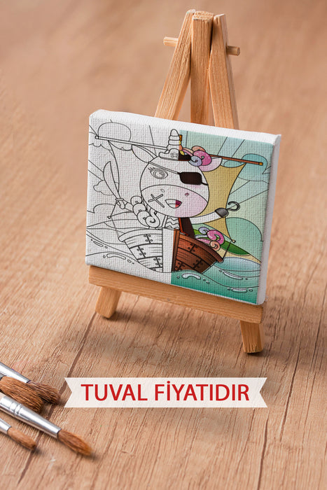 Sevimli Korsan Ön Çizimli Boyama Tuvali 9063